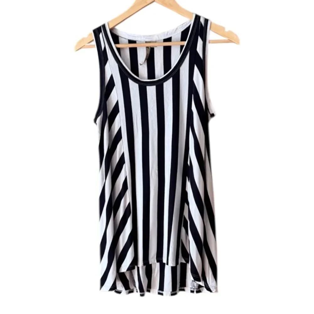 COMFY USA Scoopneck Navy & White Stripe Sleeveless Tunic Tank Top